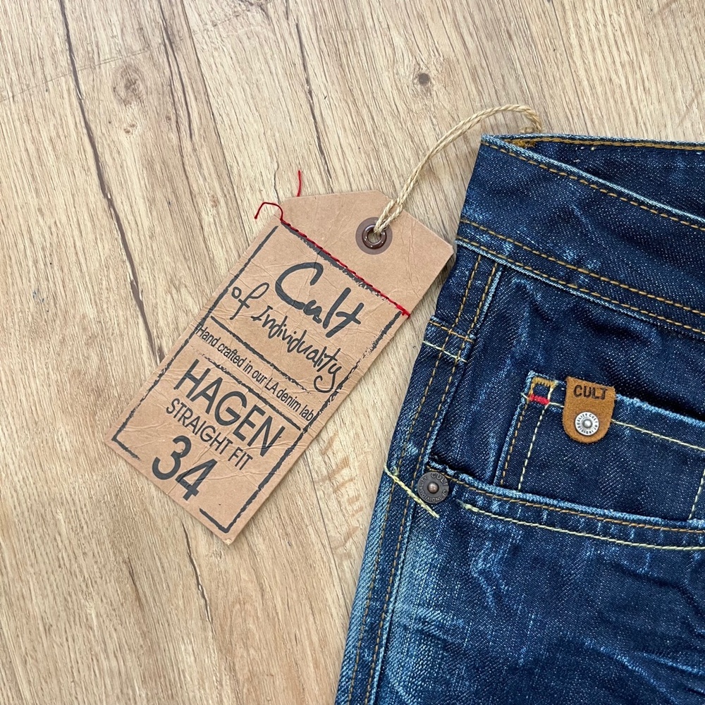 Cult of Individuality Hagen Straight Japanese Selvedge Denim Jeans Crinkle NWT - Picture 8 of 9